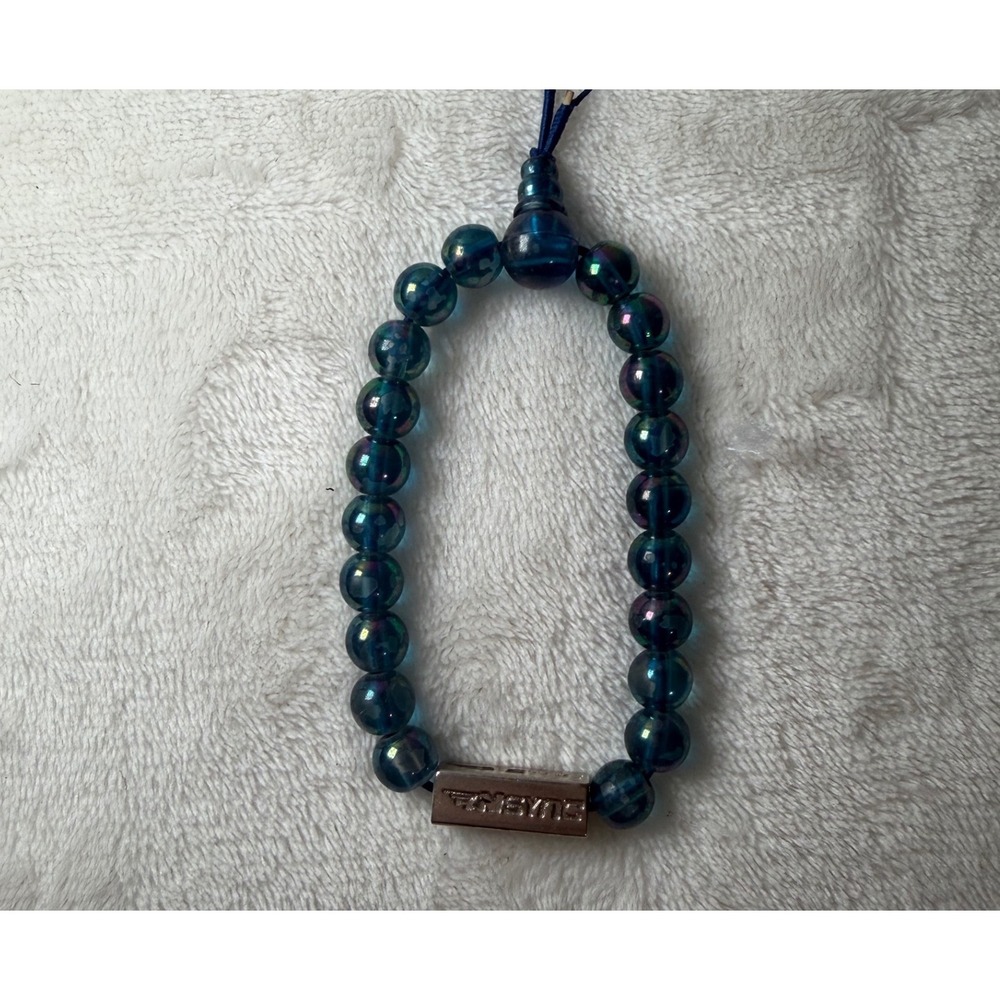 Vintage NSYNC No Strings Attached Iridescent Blue Beaded Bracelet Logo Charm